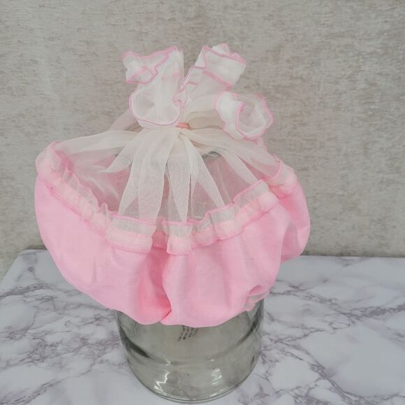 Vintage Bonnet Satin Sleep Cap Pink and White - Picture 6 of 7